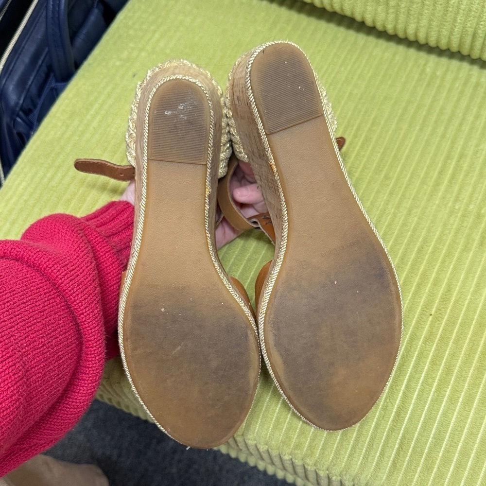 Ralph Lauren Brown & gold Wedge Sandals - Picture 5 of 8
